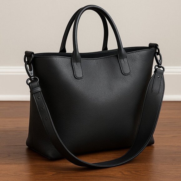 Black Leather Adjustable Bag Strap40"Wide Shoulder Replacement Strap Metal Clasp - Picture 1 of 10